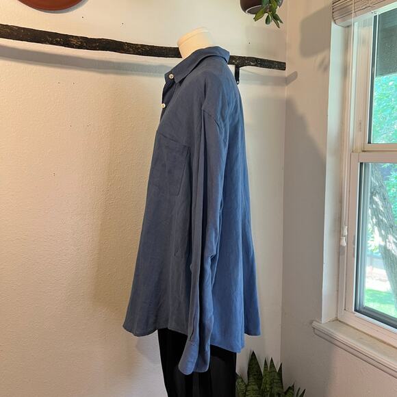 Ralph Lauren Blue 100% Linen Long Sleeve Button Down Layering Shirt Size Large - Picture 6 of 10